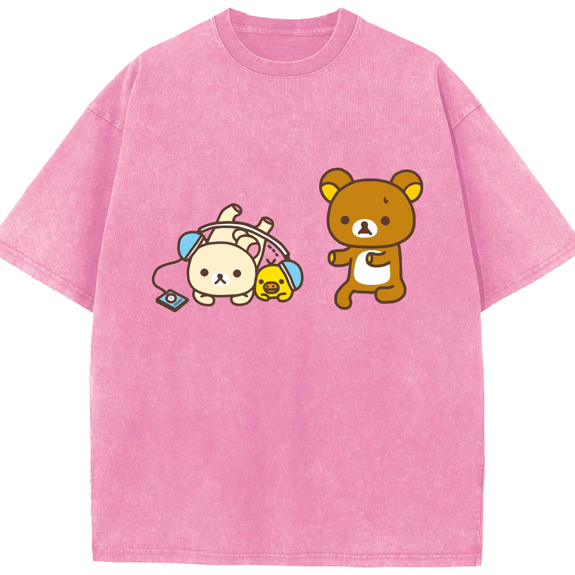 （画像用） リラックマ リラックマ キイロイトリ Rilakkuma Korilakkuma Kiiroitori 綿100% ヴィンテージ風 半袖Tシャツ（フロントプリント）
